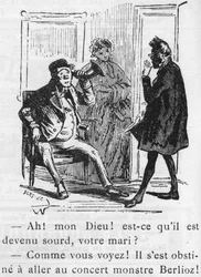 ヘクトル・ベルリオーズ（1803-1869）の作品を題材にした漫画で、ナダールが1856年に「Journal pour rire」のためにデザインしたものです。