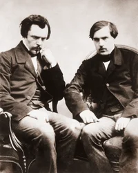 エドモンド・ド・ゴンクール（1822-1896）とジュール・ド・ゴンクール（1830-1870）の兄弟（文芸評論家、フランス人作家）1855年頃、Gaspard Felix Tournachon dit Felix Nadar（1820-1910）撮影