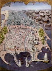 1482 年のロードス島に対する東部戦艦の攻撃 - 縮小後。