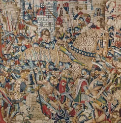 トロイア戦争：トロイの破壊、1470年頃（タペストリー）