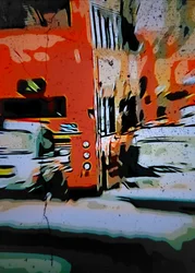 オレンジ色の市バス