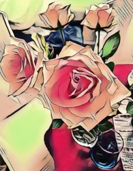 青いガラスのバラ。