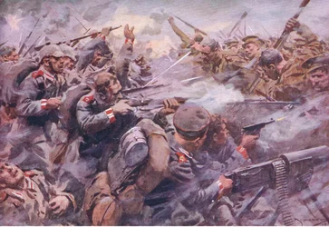 Waverley Book Co Limitedが発行した大戦争の歴史第3巻、1920年頃からのゾンネベケでのプロイセンガードの敗北