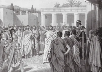 紀元前432年、スパルタでのペロポネソス諸国会議（リトグラフ）