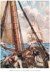 1921年にジャック社から出版された "The Land of the Golden Trade "の挿絵（カラーリトグラフ）。