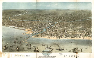 1868年シカゴ、シラー・ストリート北側から12番ストリート南側まで。LOC 73693350