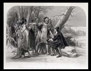 ロジャーウィリアムズ、ナラガンセットによって保護された、1636年、「米国の歴史」、Vol。ジェームズチャールズアーミーテージ（c.1820-97）が刻印したチャールズマッカイ