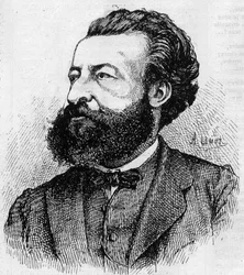 フランスのジャーナリストであり文学者であったUlrich de Fonvielle（1833-1911）の肖像 - Lemotによる1870年のエングレーヴィング