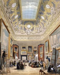 ルーヴル美術館での学習日 1850年頃（リトグラフ）
