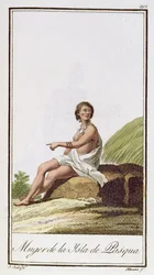 1799年にアルブエルネによって彫刻されたイースター島の女性