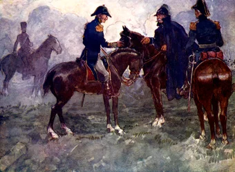 1815年、1905年に戦いが終わって初めて、ブルーチャーとウェリントンは出会いました。