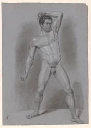 立っている男性のヌード、正面から見た