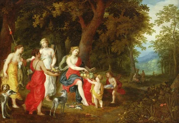 ダイアナと乙女、狩りの後、1626