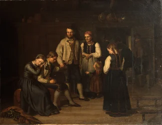 ノルウェーの農家のリビングルームでの日常生活