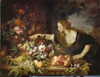 Femme prenant des fruits - フルーツを取る女性...