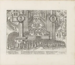 ジェームズ 1 世の戴冠式 (1603 ～ 1604 年) のウェストミンスター寺院の外観。