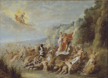 ネプチューンとアンフィトリテ」ディーペンベック、アブラハム、ファン（1596-1675）作。木に油彩。寸法：69x96 cm。ストックホルム国立博物館