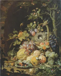 ドイツ語：Ein Vogelnest im Fruchtkorb フルーツバスケットの中の鳥の巣