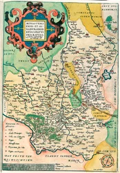Franciae Orientalis:Monasteriensis Et Osnaburgensis Episcopatus Descriptio Abraham Ortelius (Oertel, Ortell or Ortel)の "Theatrum Orbis Terrarum "からドイツ・フランケン地方の地理地図。