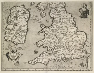 イングランド、ウェールズ、アイルランドの地図、Theatrvm Orbis Terrarvm By Abraham Ortelius
