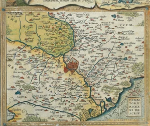 アブラハム・オルテリウスの『Theatrum Orbis Terrarum』によるラツィオ地方の地図。