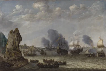 スペイン人と上陸するオランダ人との間の海岸近くの戦い