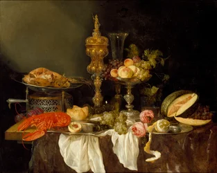 ロブスターと七面鳥のある静物、c1653