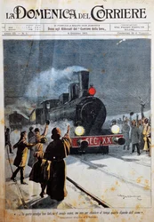 新世紀の到来、喜びをもって新世紀を迎える人々、イラスト：Achille Beltrame（1871-1945）、「La Domenica del Corriere」1月6日号より