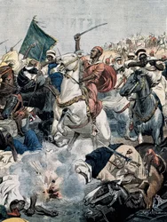 BELTRAME, Achilles (1871-1945).モロッコでの戦争。反乱軍は再びカサブランカを攻撃するが、フランス軍の砲兵隊にやられてしまう