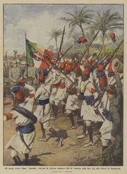 エリトリアアスカリは、見事な84歩兵旗の前で空想をしますか？