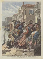 ヴェネツィアでの葉巻メーカーのストライキ、路上でストライカーと非ストライカーの間で戦います