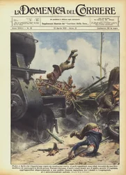 ケージに入れられた鶏を積んだピックアップトラックで旅行している父と息子？