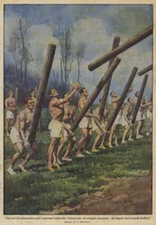 ドイツの船員のための新しい体操、スコットランド起源の、木の幹を投げる運動