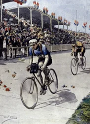 1908年のツール・ド・フランスで優勝した自転車競技のピエール・ブルトン。