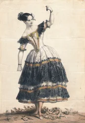 ダンスでフロリンダ役を務めるファニーエルスラーラカチューシャバレエLe Diable boiteux、1836