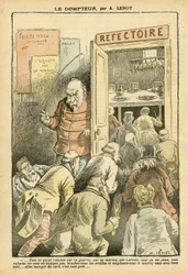 Achille Lemot (1846-1909)のイラスト（Le Pelerin, 27/03/04） - 飼い主 - レストラン カフェ, ガストロノミー 料理人 - Combes Emile (1835-1921), 飼い主 - 食べ物のメタフォア