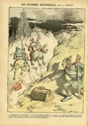 28/05/05のLe Pelerinに掲載されたAchille Lemot (1846-1909)のイラスト - A Careful Man - 反角主義, 社会, 植民地化 植民地主義, フランコ・メーコニズム, 東洋, 宗教 信仰, 左翼ブロック, 社会主義, 東方カソリックの保護国, カトリックの猫