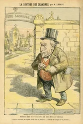 Achille Lemot (1846-1909)のイラスト（Le Pelerin, 29/05/04） - La rentree des rooms - 宗教 信仰, 墓地, Bloc des lefches, Mourning Obseques Funerailles, Pere Lachaise, Catholic カトリシズム - 宗教的空間のLaicisation, Laicite Laiques