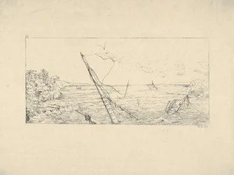 サウスカロライナ州チャールストン沖の石の封鎖、南軍戦争エッチング、1861-63年。