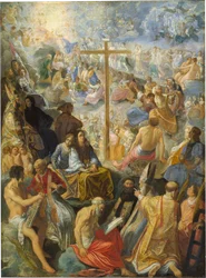 真の十字架の高揚を描いたフランクフルトの祭壇画