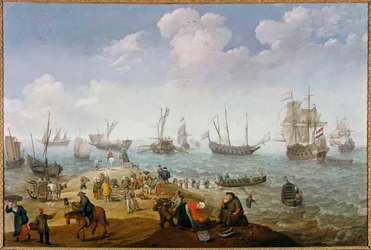 釣りのシーン アダム・ウィラート（1577-1664）の絵画 17世紀 個人蔵