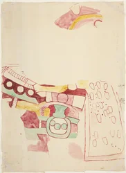 メキシコ州テオティワカンの絵画の断片のコピー（水彩画