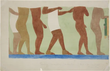 壁画の一部を描く（人身御供） Upper Temple Ball Court 