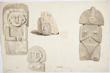 メキシコ・パパントラの石像（水彩画