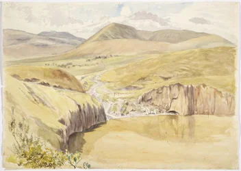 メキシコ、グアナファト、サンティアゴ・デル・バジェ近くのアルベリア（水彩画