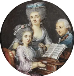 Adelaide Labille-Guiard - チェンバロに向かう娘と母親の肖像
