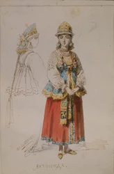 オペラの衣装デザイン、M。グリンカ作「皇帝の暮らし」、1867年