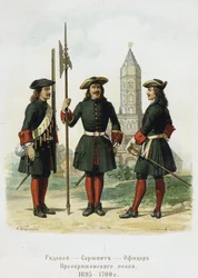 1695-1700、1901-1904年にプレオブラジェンスキー連隊の制服を着る