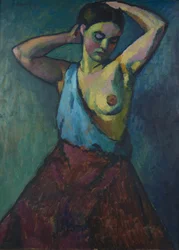 赤いスカートをはいた少女、1910年。
