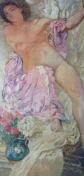 花を持つ女性